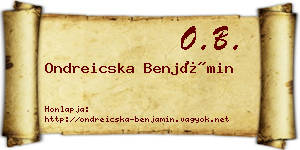 Ondreicska Benjámin névjegykártya